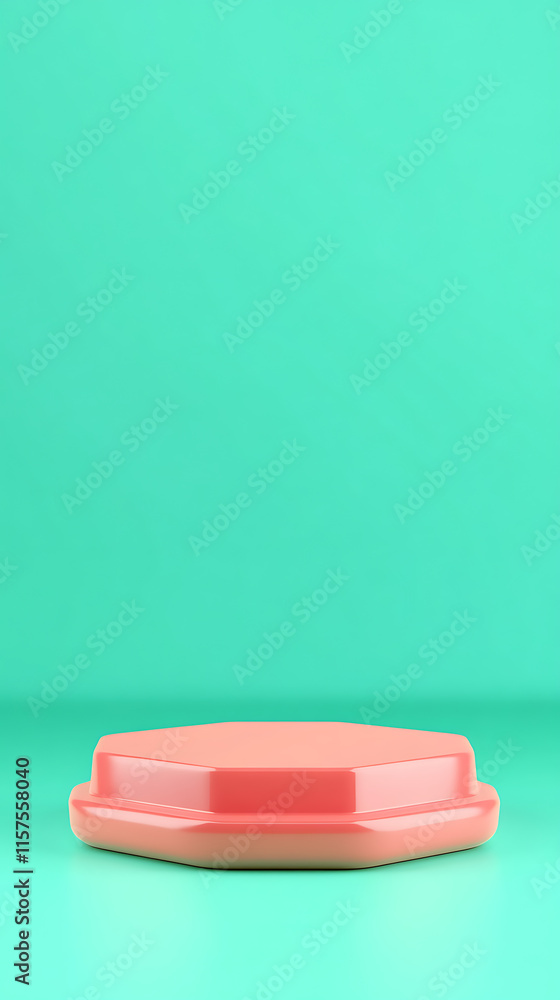 Aufkleber colorful hexagonal container on green background product photography minimalist style studio environ