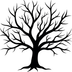 Obraz premium Vector illustration bare tree silhouette