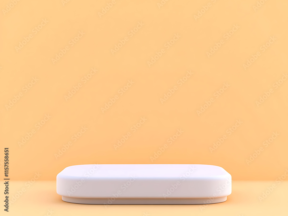 Poster minimalist white object on soft yellow background product photography modern design studio setting