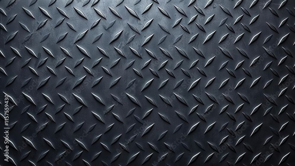 Poster textured metallic surface with diamond pattern in dark color offering an industrial look suitable fo