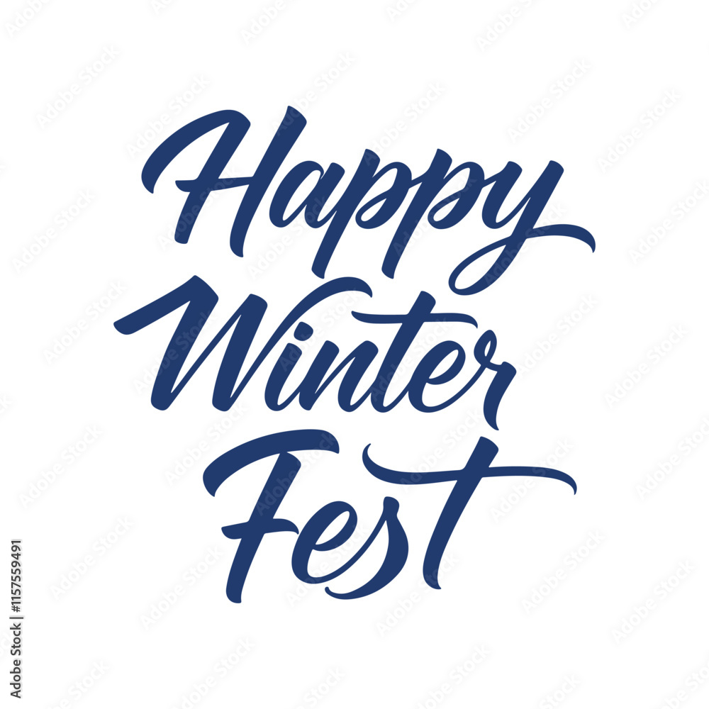 Fototapete happy winter party vibes typography calligraphy alphabet font letterings text typescript flat design
