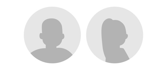 Vector flat illustration. Icons of man and woman. Avatar, user profile, person icon, profile picture. Suitable for social media profiles, icons, screensavers and as a template. Business concept.