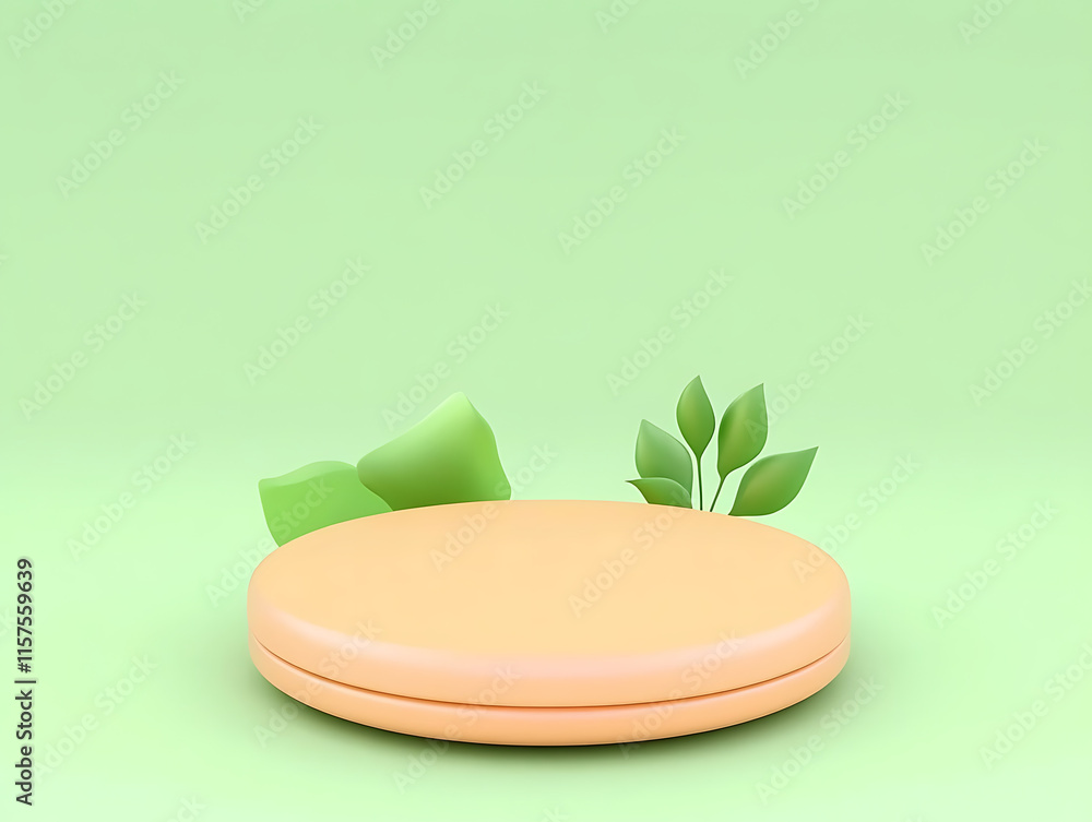 Poster showcasing minimalist design macaron display green background digital art studio environment close-u