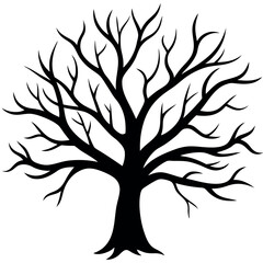 Vector illustration bare tree silhouette