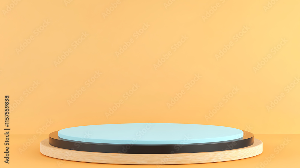 Poster showcasing a minimalist display platform for products studio setting visual content clean environmen