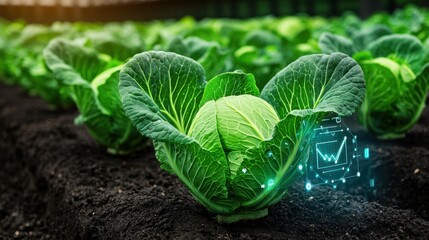 Smart agriculture techniques for growing healthy cabbages in rows innovative farming methods in sustainable environments