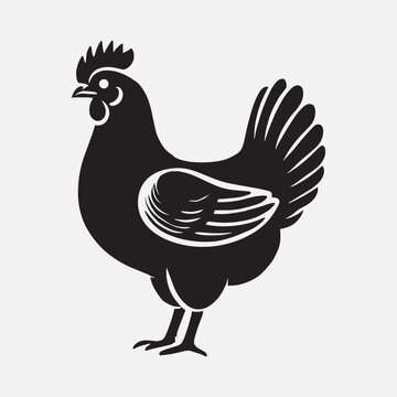recommend clip art: Hen cock rooster chicken chick Farm animal poultry broiler icon silhouette vector  isolated on white background