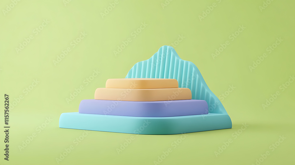 Poster creative geometric stacking design studio setting 3d artwork minimalist style close-up view modern a