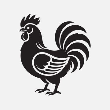 recommend clip art: Hen cock rooster chicken chick Farm animal poultry broiler icon silhouette vector  isolated on white background