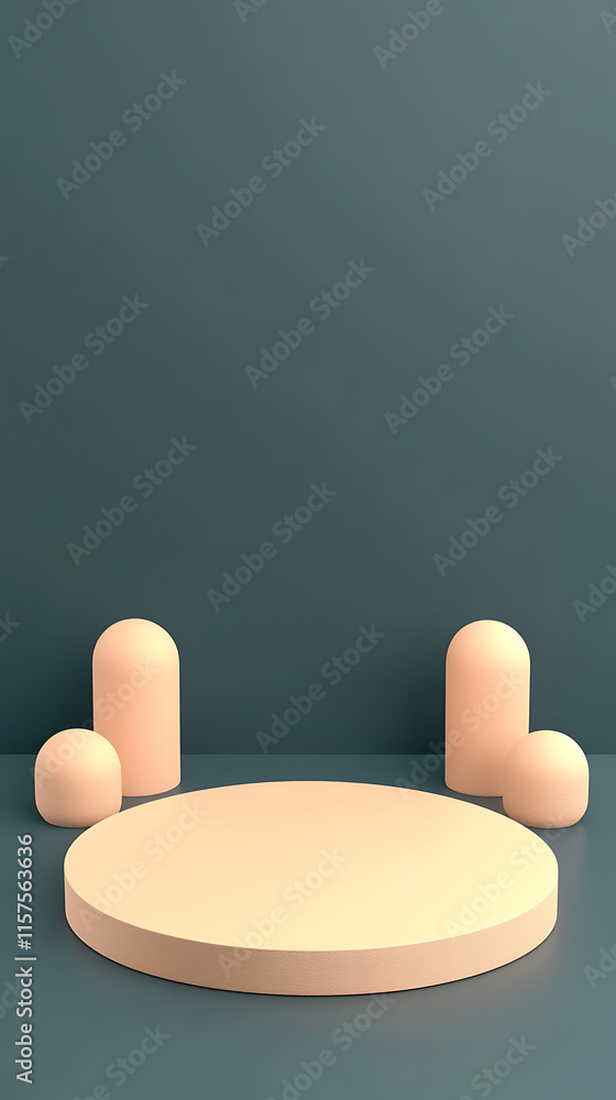 Poster creative minimalist display arrangement studio 3d render calm environment top perspective modern des