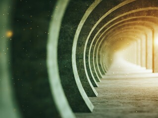 Obraz premium A captivating view of a long, arched corridor with soft lighting, creating a sense of depth and mystery.