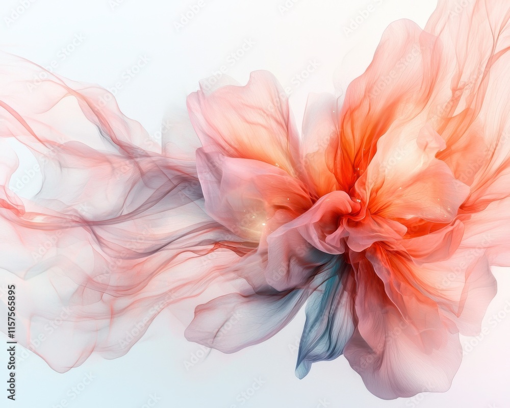 Aufkleber delicate flowing abstract art in soft pastels with gentle color transitions and texture