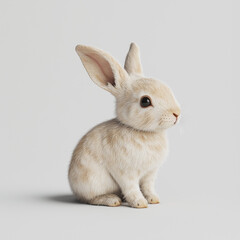 Obraz premium Cute light brown and cream-colored rabbit isolated on a white background,