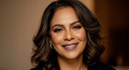 Naklejka premium Portrait of a mature hispanic female with a warm smile for professional use