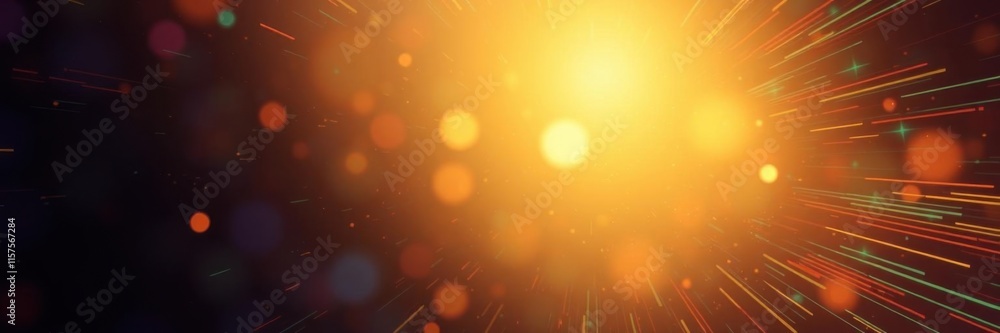 Poster radiant burst of light with colorful flare and dynamic movement creating a vibrant background for cr