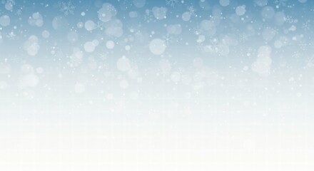 Fototapeta premium Abstract Winter Wonderland: A serene and ethereal backdrop of shimmering snowflakes falling against a soft, gradient blue sky. Perfect for winter-themed designs, holiday cards.