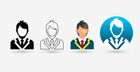 Student Avatar Icons Set - Student Illustrations in Flat, Line and Gradient Style.