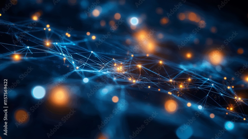 Aufkleber abstract network connection, digital data flow, technology background.