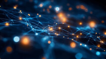 Abstract network connection, digital data flow, technology background.