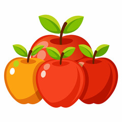 red apple with leaves