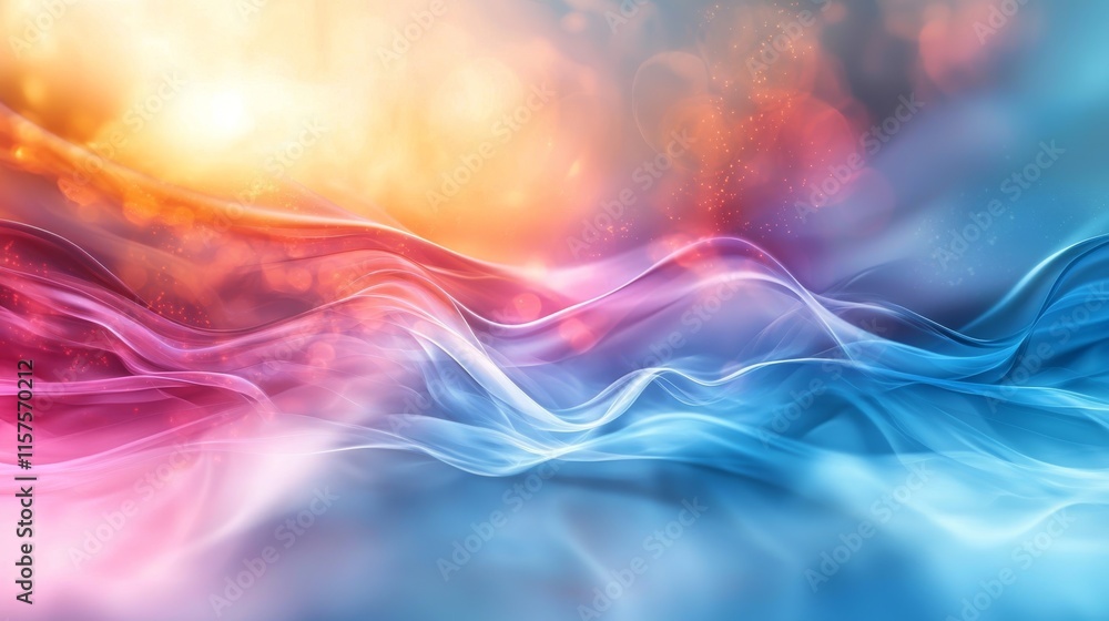 Poster a 3d rendering of abstract, swiftly moving stripe lines with a glowing sunlight flare. the high-spee