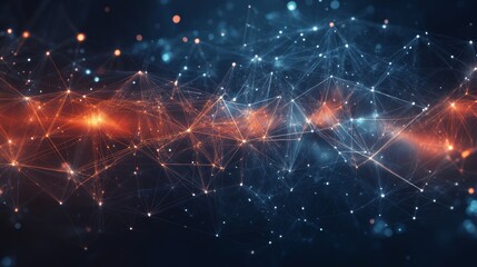 Abstract network connection, digital data flow, futuristic technology background.