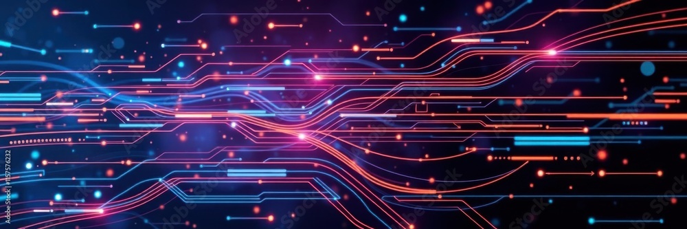 Aufkleber abstract digital background with colorful light trails, glowing particles and futuristic lines repre