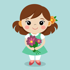 child with flowers