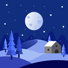 Fototapeta premium christmas night landscape