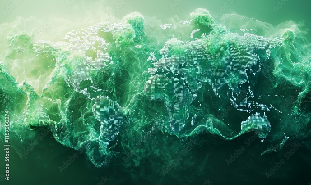 Poster a soft blue backdrop featuring a digital world map and global network links, symbolizing internation