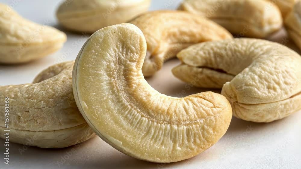 Poster cashew nuts a closeup of cashew nuts displaying their signature curved shape and smooth creamy textu