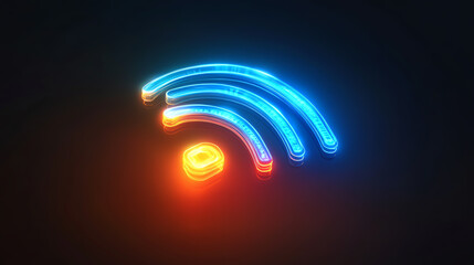 Obraz premium A vibrant neon Wi-Fi symbol representing connectivity and communication in the digital age.