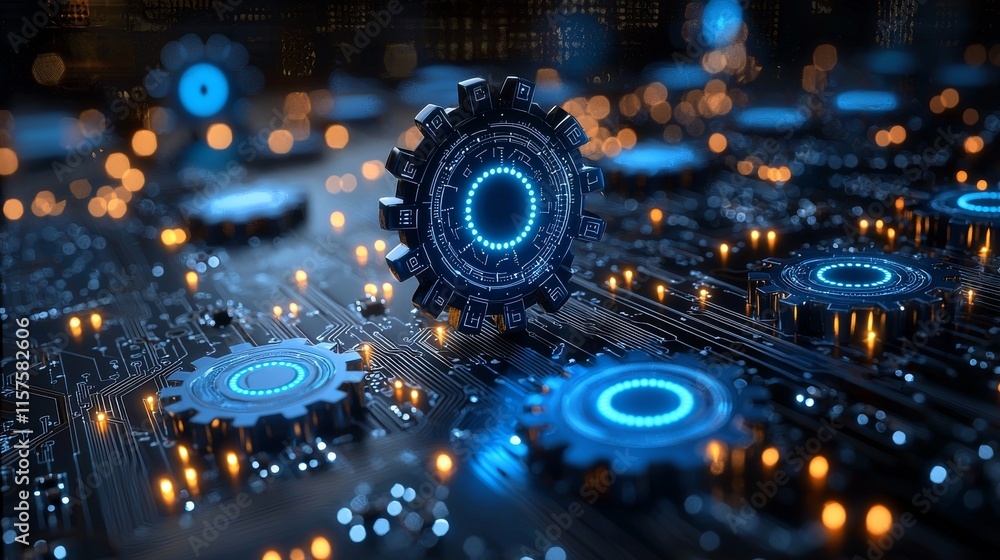 Poster systems of gears and cogwheels. engineering and digital technology. an abstract technical backdrop.