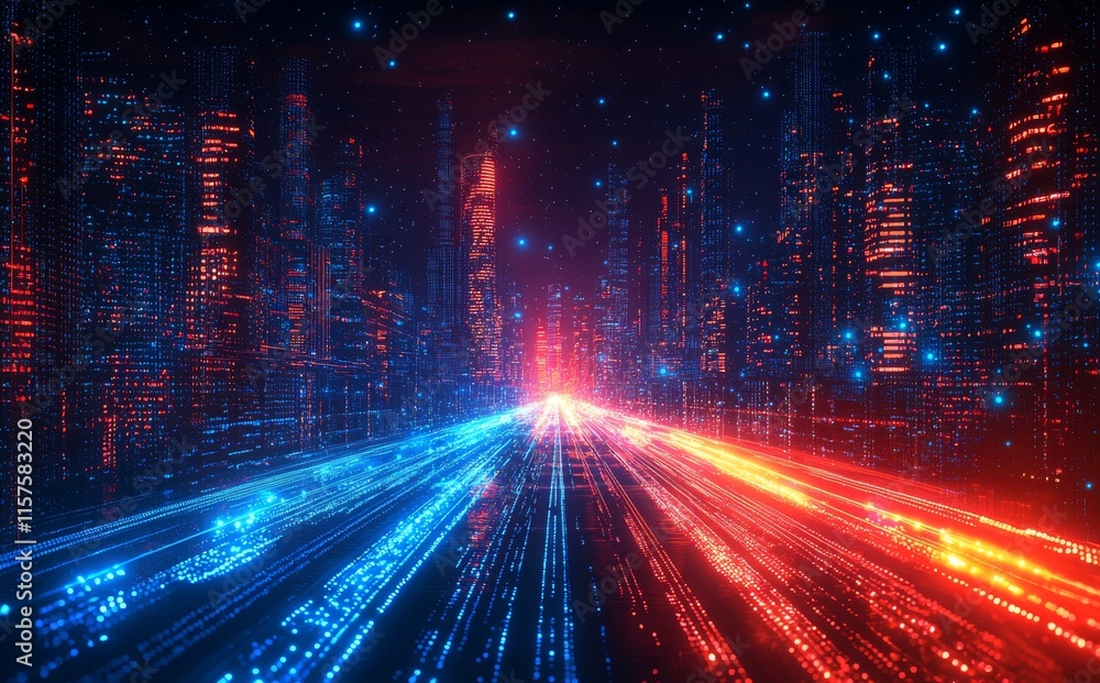 Poster abstract background with a futuristic design incorporating blue tech elements.