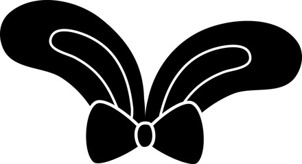 Isolated bunny ears and bow tie black silhouette.
Cute rabbit ears icon.
Transparent background.