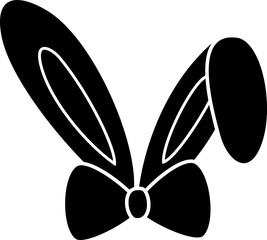 Isolated bunny ears and bow tie black silhouette.
Cute rabbit ears icon.
Transparent background.