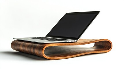 A sleek laptop side view that showcases portable technology and contemporary style on a simple workstation 