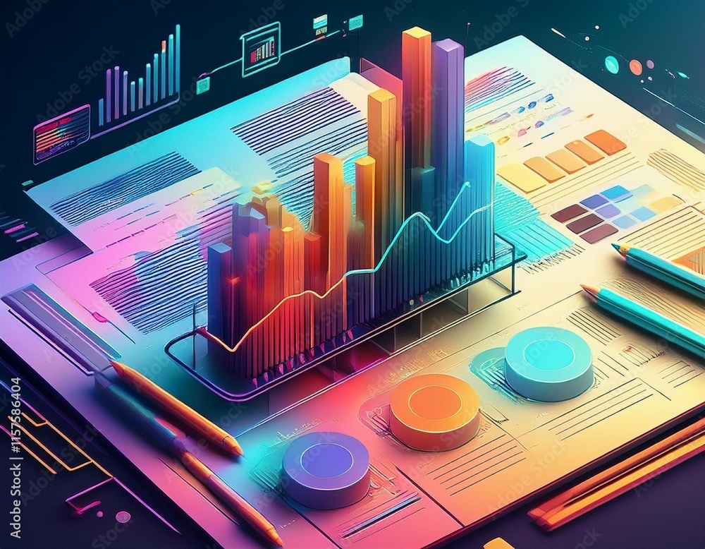 Aufkleber colorful data visualization and analytics tools for presentations