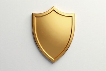 Gleaming gold shield on pristine white backdrop, shine, heraldic, white background