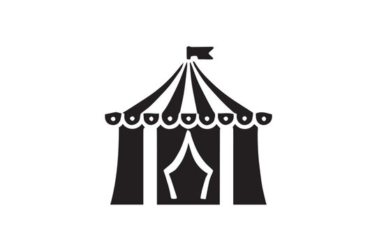 simple black an white circus tent vector silhouette isolated on a white background - Powered by Adobe