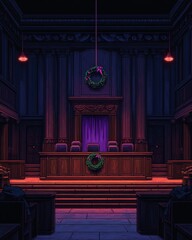 Pixel Art Courtroom Christmas Eve Decorations