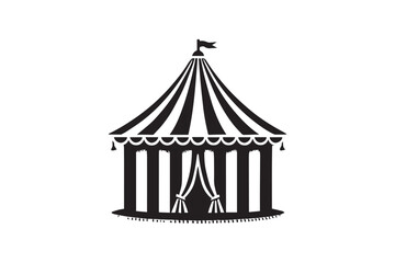 simple black an white circus tent vector silhouette isolated on a white background © mdlikhonislam2x