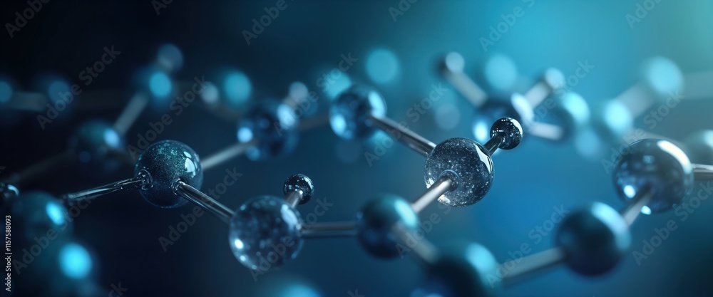 Aufkleber abstract illustration shows transparent hydrogen molecules. complex network of interconnected sphere
