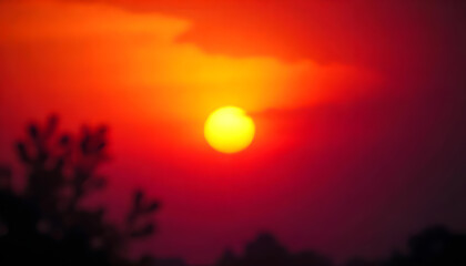 Fototapeta premium A Warm Color Gradient Ombre Blend Flowing from Fiery Red to Golden Orange, with a Soft Blur That Captures the Essence of Sunset Light