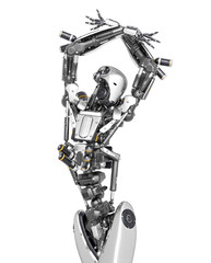 apocalypse cyborg is dancing like a spanish on close up view