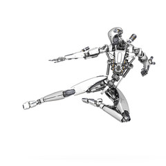 apocalypse cyborg is jumping to kick up