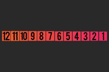 Set of colorful number button from 1 to 12 flat design. Vector illustration.