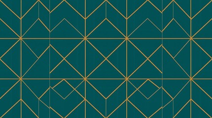 Geometric Teal and Gold Pattern: A seamless pattern featuring a sophisticated blend of teal and gold, showcasing geometric lines and dots.