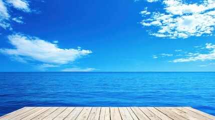 Fototapeta premium Tranquil Ocean View with Clear Blue Water and Sunny Sky Atmosphere