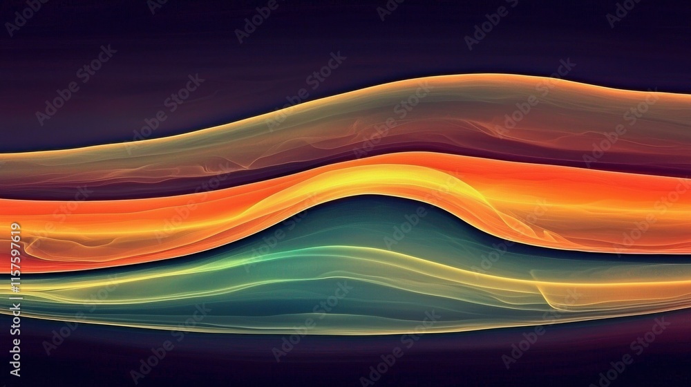 Poster dynamic flow of matte teal and orange paint abstract art digital creation vibrant background colorfu